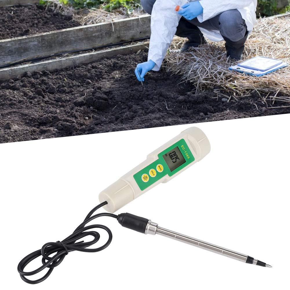 Zerodis Tester gleby, EC–3185 przenośny tester gleby EC/TDS/CF łatwy do odczytania miernik zasolenia dla rolniczych roślin ogrodowych