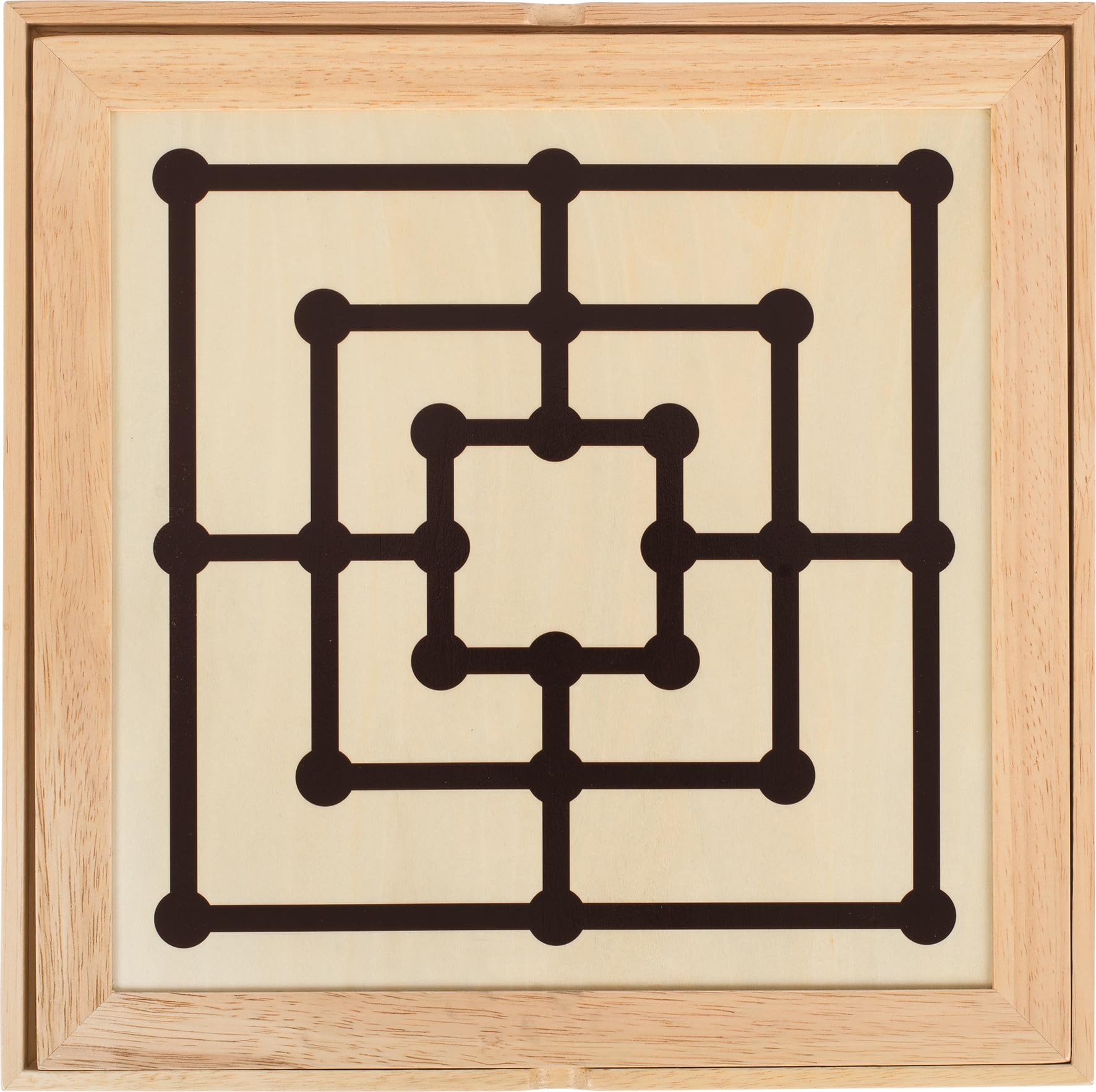goki 56953 Spiele-Set Schach, Dame und Mühle, Holz, 34 x 34 x 5 cm, Gesellschaftsspiel Strategiespiel ab 7 Jahren