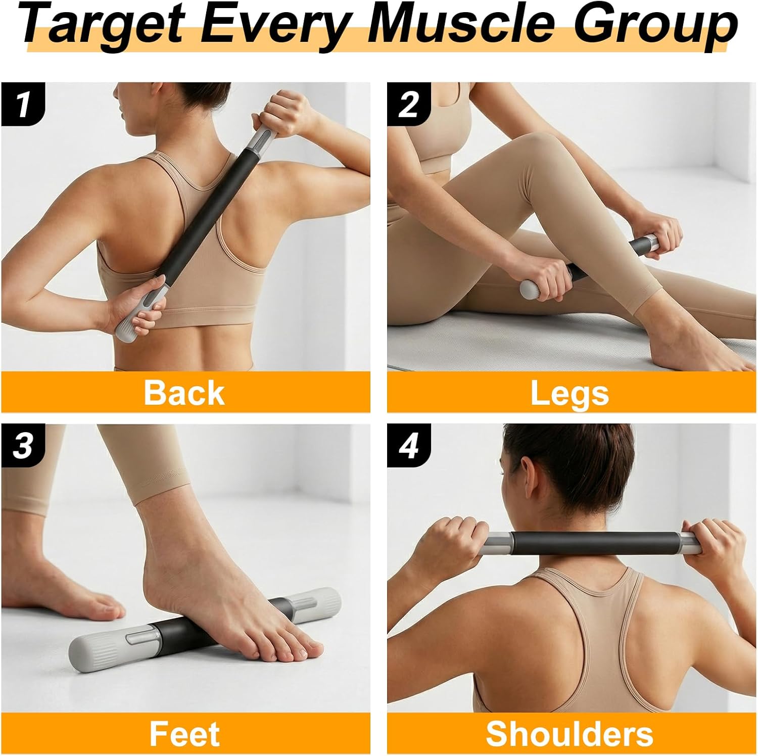 Foam Roller, Massage Roller, Muscle Roller Stick, Therapy Roller Stick for Legs, Calf, Thigh, Lipo, Rolling Stick for Muscles Relief, Massage Rolling Pin, Help Sore Muscle Recovery - Image 4