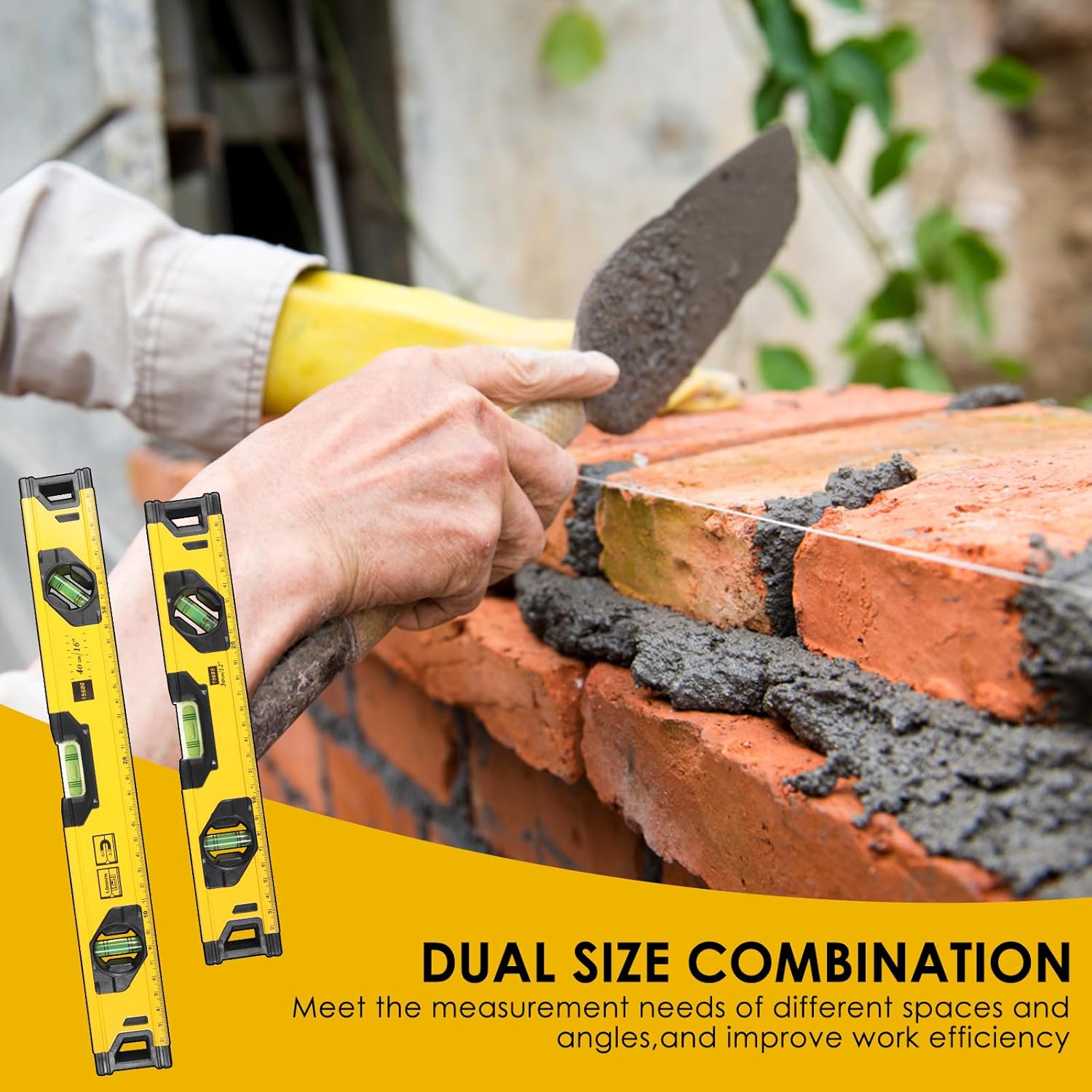 2 Pcs Torpedo Level Magnetic 16 Inch 12 Inch 3 Bubble Spirit Levels (45, 90, 180 Degree) Construction Levelers for Hanging Pictures Install Shelf Home Renovation