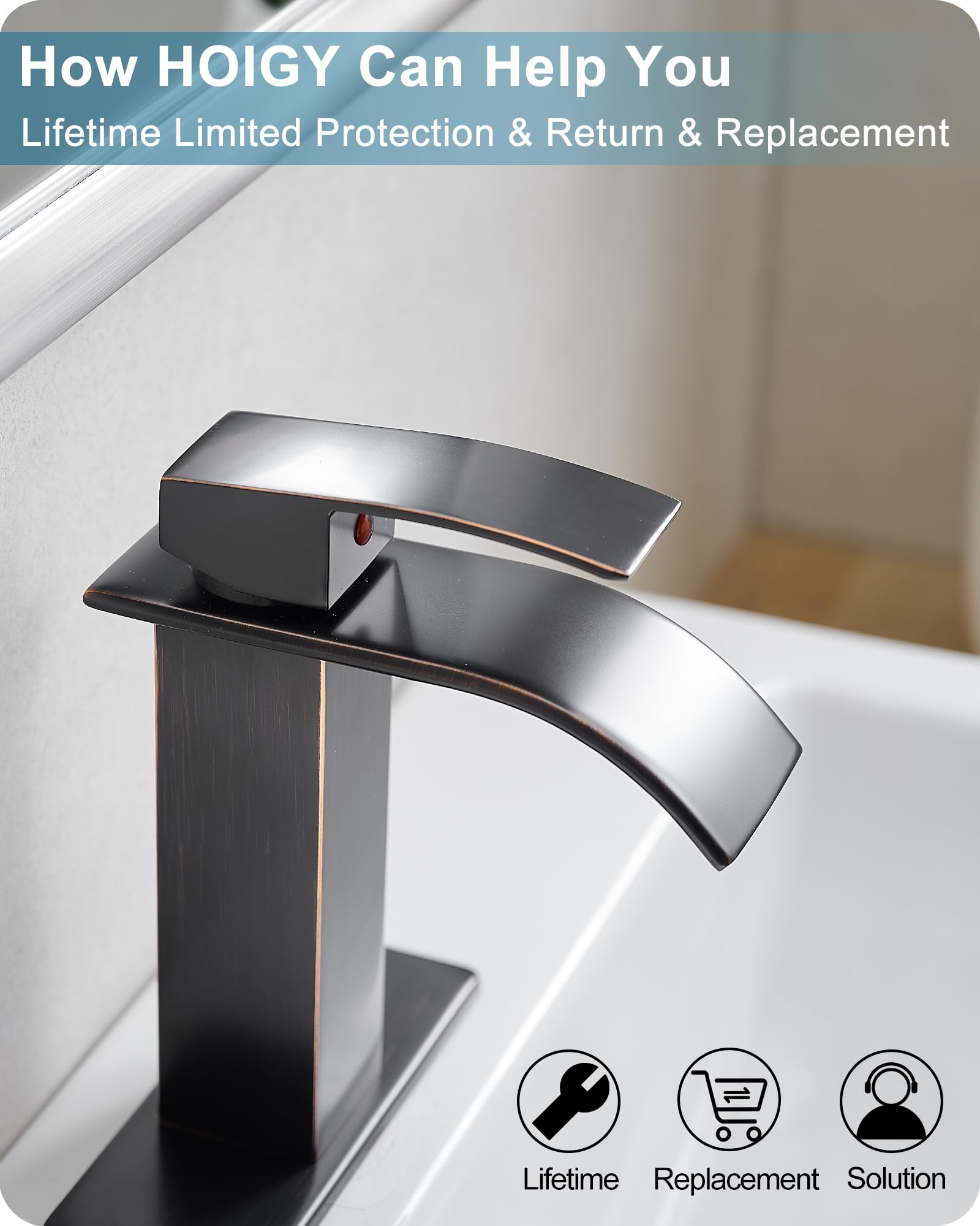 Waterfall Bathroom Faucet Oil Rubbed Bronze Brass 4 Ins Bathroom Faucets One Hole or 3 Hole Single Handle — view 9