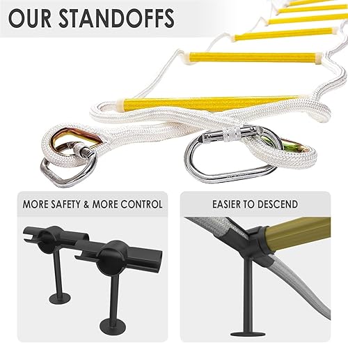 Miniatura 4 de Stand-Off para escalera de cuerda, estabilizadores para escalera de escape de incendios de 2 a 3 pisos, juego de 10 pares, más fácil de descender,