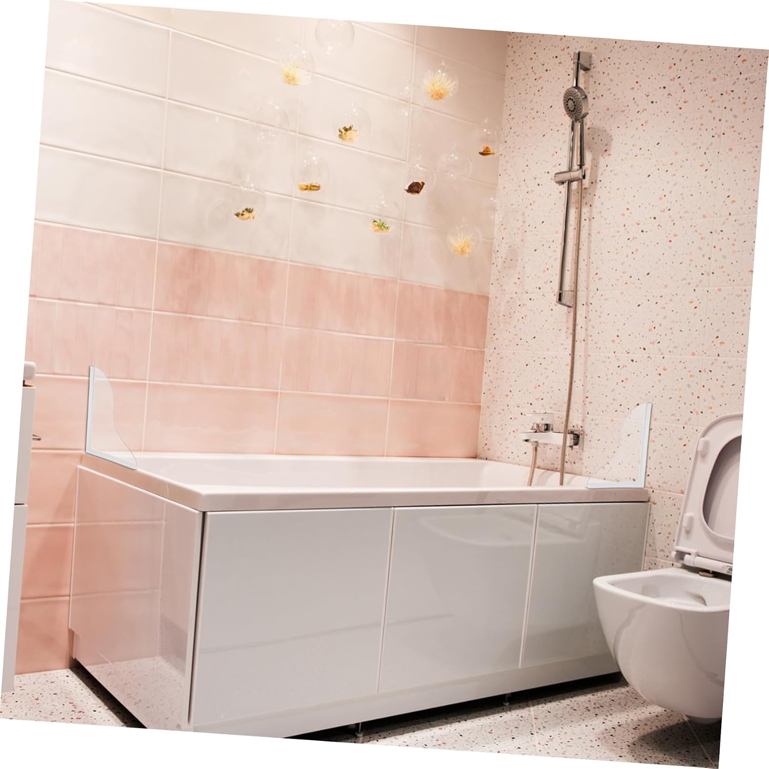 2pcs Clear Bathtub Edge Splash Guard Easy Install Corner Splash Shield for Washbasin and Tub Acrylic and Silicone Design No Drilling Low Maintenance