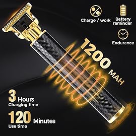 candyfouse Professional Beard Trimmer for Men, Hair Clippers with 4 Limit Combs, Cordless Rechargeable with LCD Display, Approaching Zero Gapped Cutting Grooming Kit