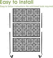 Vista 7 de Elevens Pantalla de privacidad de metal para patio al aire libre, paneles decorativos independientes con soporte para terraza, patio, balcón