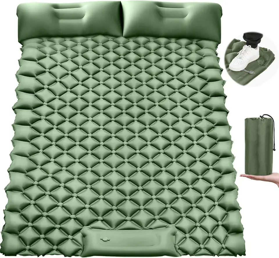 190 * 120 cm Colchão Inflável para Camping 2 Pessoas, Colchão Inflável Casal Dobrável Portátil, Colchoneta para Dormir para Campamento, Almohadilla Inflable Impermeable para Dormir