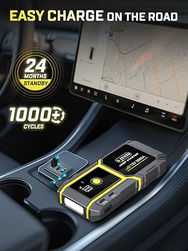 Miniatura 7 de S ZEVZO H021 Car Jump Starter, Peak 5000A Jump Starter Battery Pack for Up to 10.0L Gas and 8.0L Diesel Engines, 12V Portable Jump Box with LCD