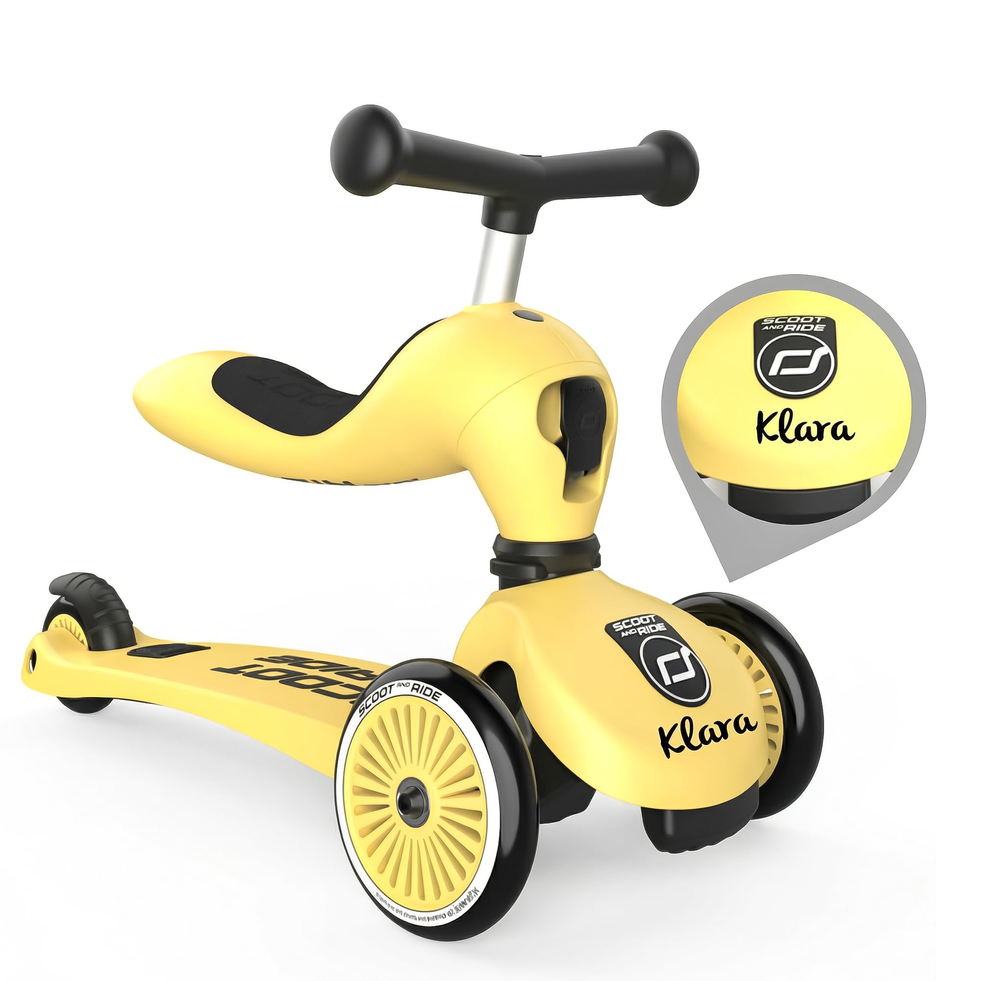 Personalizzato Scoot and Ride Highwaykick 1 Limone – 2-in-1 con seduta & regolabile in altezza – per bambini da 1 a 5 anni