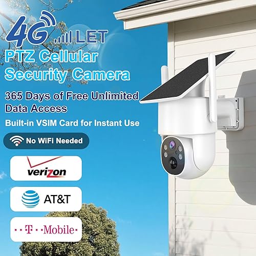 Miniatura 2 de Cámara de seguridad celular 4G LTE para exteriores, cámara de seguridad inalámbrica sin WiFi, datos ilimitados gratuitos de 365 días, vista en vivo