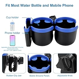 Accmor Stroller Cup Holder with Phone Holder, Bike Cup Holder, Universal Cup Holder for Uppababy Nuna Doona Strollers, 2-in-1 Cup Phone Holder for Stroller, Bike, Wheelchair, Walker, Scooter