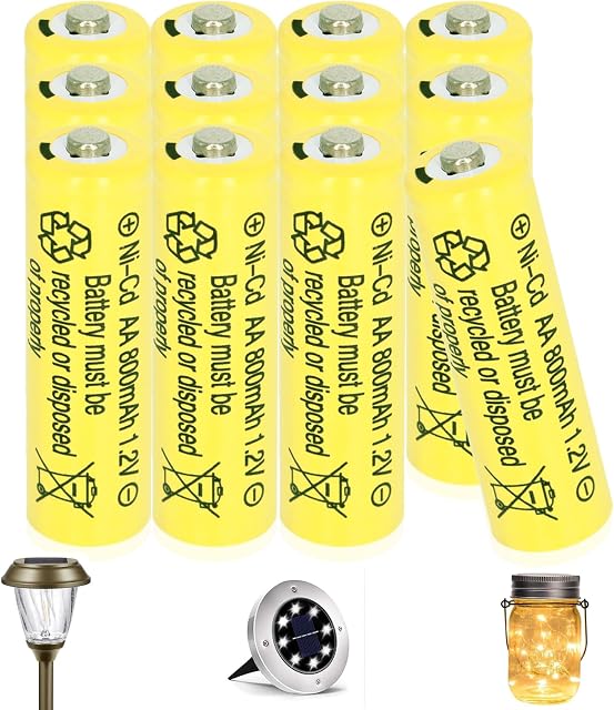 1.2V 800mAh NI-CD AA Rechargeable Batteries for Solar Garden Landscaping Lights (12 PCS)