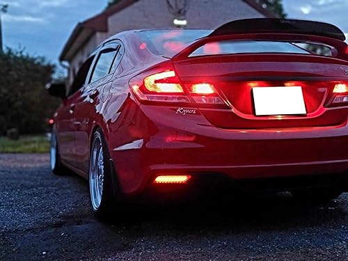 Miniatura 5 de iJDMTOY Lentes ahumadas 60-SMD LED Reflector de parachoques compatibles con Honda Civic Sedan 2013-2015, funciona como faros antiniebla traseros,