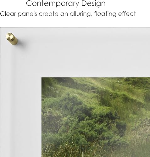 Miniatura 3 de Mikasa Marco de acrílico flotante para fotos de 11 x 14 pulgadas con herrajes dorados, transparente