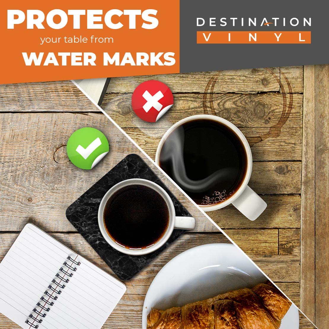 Destination Vinyl Ltd Lot De 2 Dessous De Verre Ronds BW - Adorable