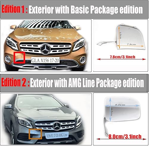 Miniatura 5 de Cubierta de remolque delantera para Mercedes Benz GLA X156 Facelift 17-20 para GLA180 GLA200 GLA220 GLA250 GLA45 2017 2018 2019 2020 Tapa de gancho