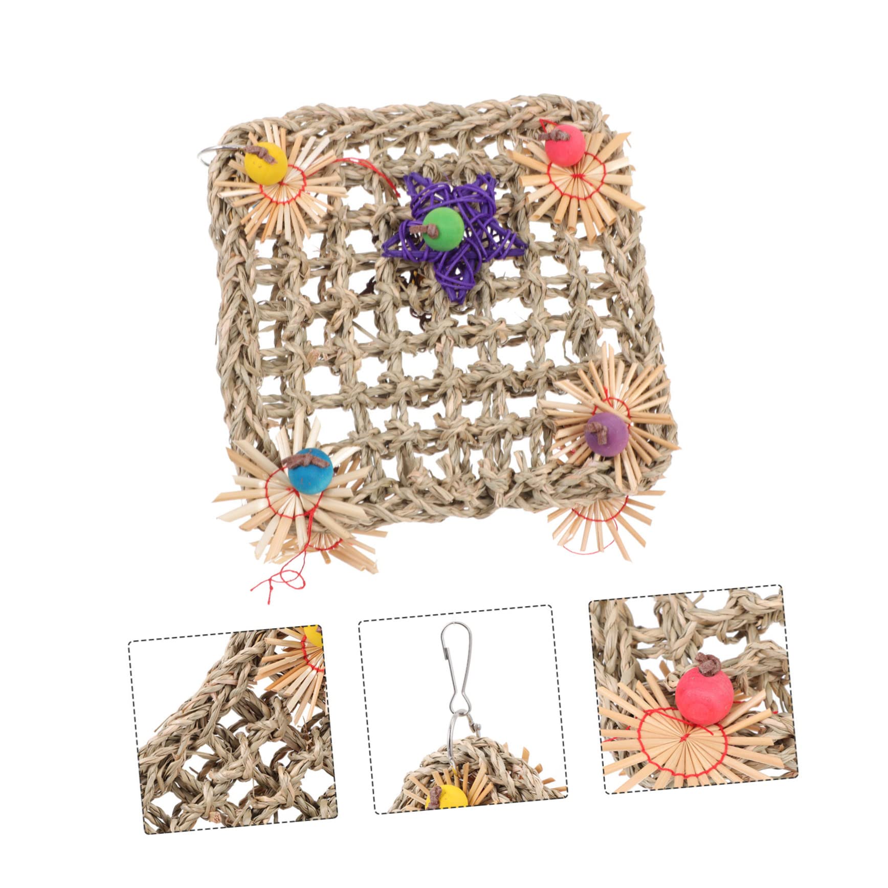 BESPORTBLE 3pezzi Rete Da Arrampicata Per Rete Colorata Giocattolo Da Masticare Per Pappagalli e Piccole Creature Accessorio Per Climbing e Gioco Sicuro Design Naturale Per Cockatiel e