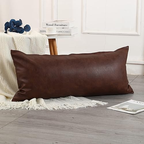 Miniatura 7 de PANOD Fundas de almohada lumbar decorativas de 16 x 24 pulgadas fundas de almohada largas de piel sintética de alta calidad para sofá de granja cama