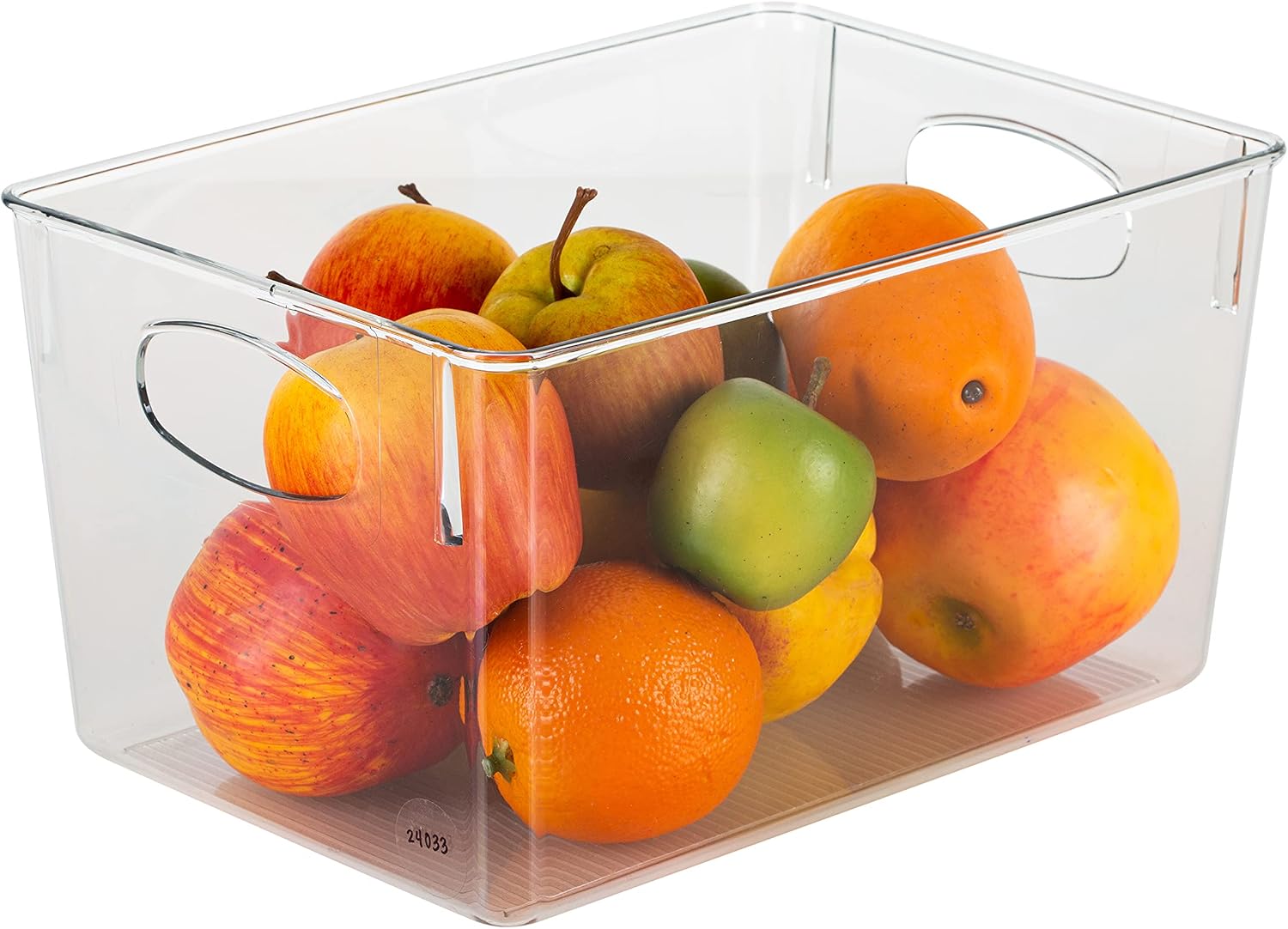 Simplify Large Horizontal Organizer Bin | Fridge and Freezer Storage | Multi-Purpose | Handles | Bathroom | Desk | Cosmetics | Clear