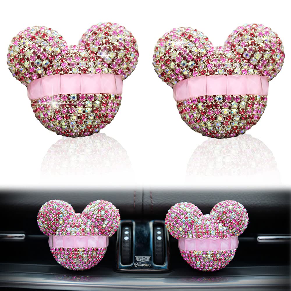 Car Air Vent Clip Charms 2 Pack, Crystal Car Diffuser Vent Clip, Rhinestone Oil Diffuser Vent Clip, Car Fresheners for Women, Bling Car Accessories for Women – Stylish & Practical