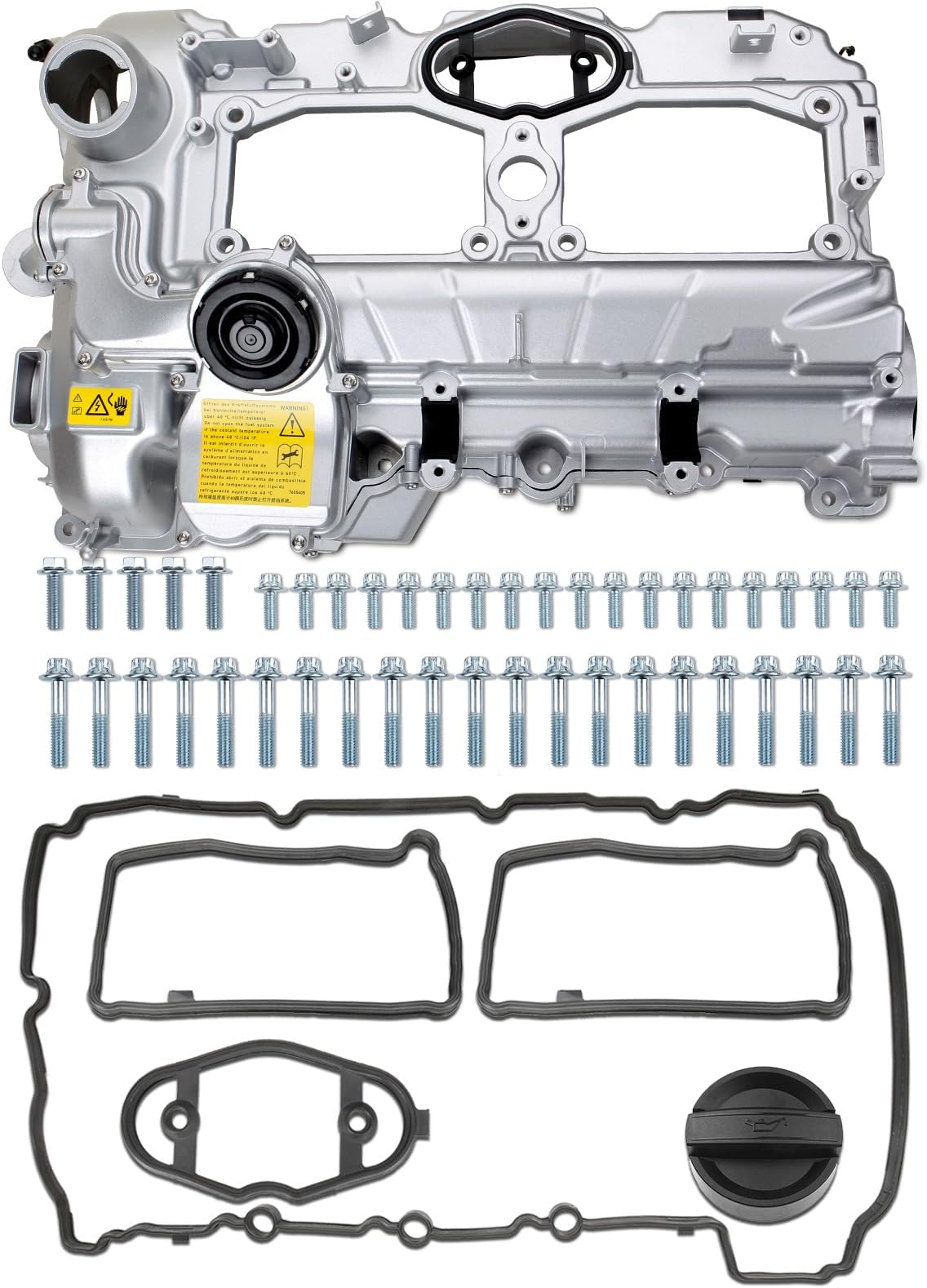 N20 Upgrade Aluminum Valve Cover with Gasket Bolts Kit & Oil Cap for BMW 2012-2018 528i 528i xDrive 328i 328i GT xDrive 320i x5 x3 X1 428i z4 2.0L Replace 11127588412