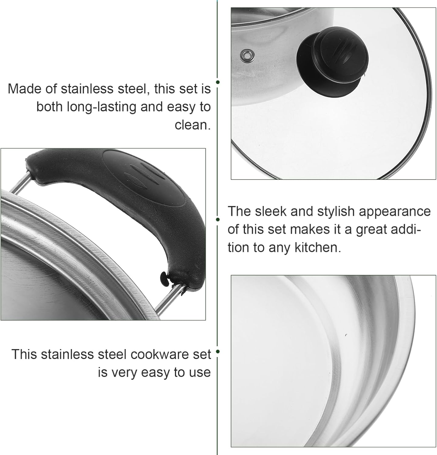 PRETYZOOM 1Set Stainless Steel Cookware Set Versatile Soup Pot Frying Pan and Milk Pot for Home Kitchen Cooking and Easy to Clean Cookware Set