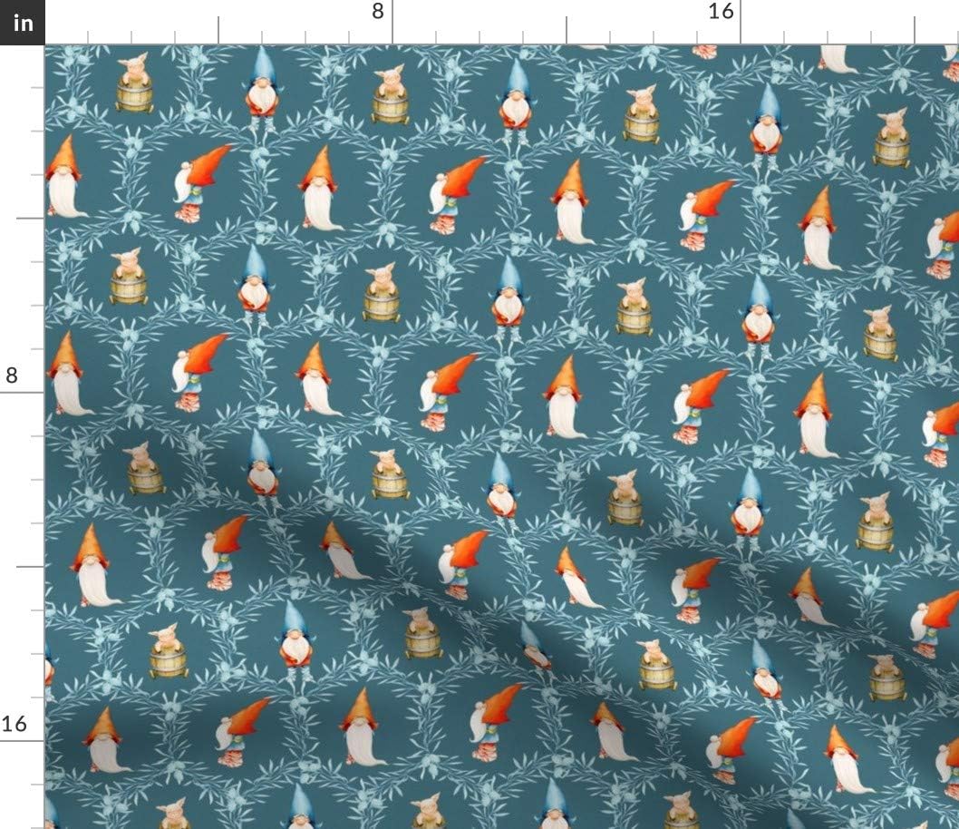 Spoonflower Fabric - Celebration Gnomes Dark Blue Nordic Christmas Scandinavian Winter Printed on Petal Signature Cotton Fabric by The Yard - Sewing Quilting Apparel Crafts Decor