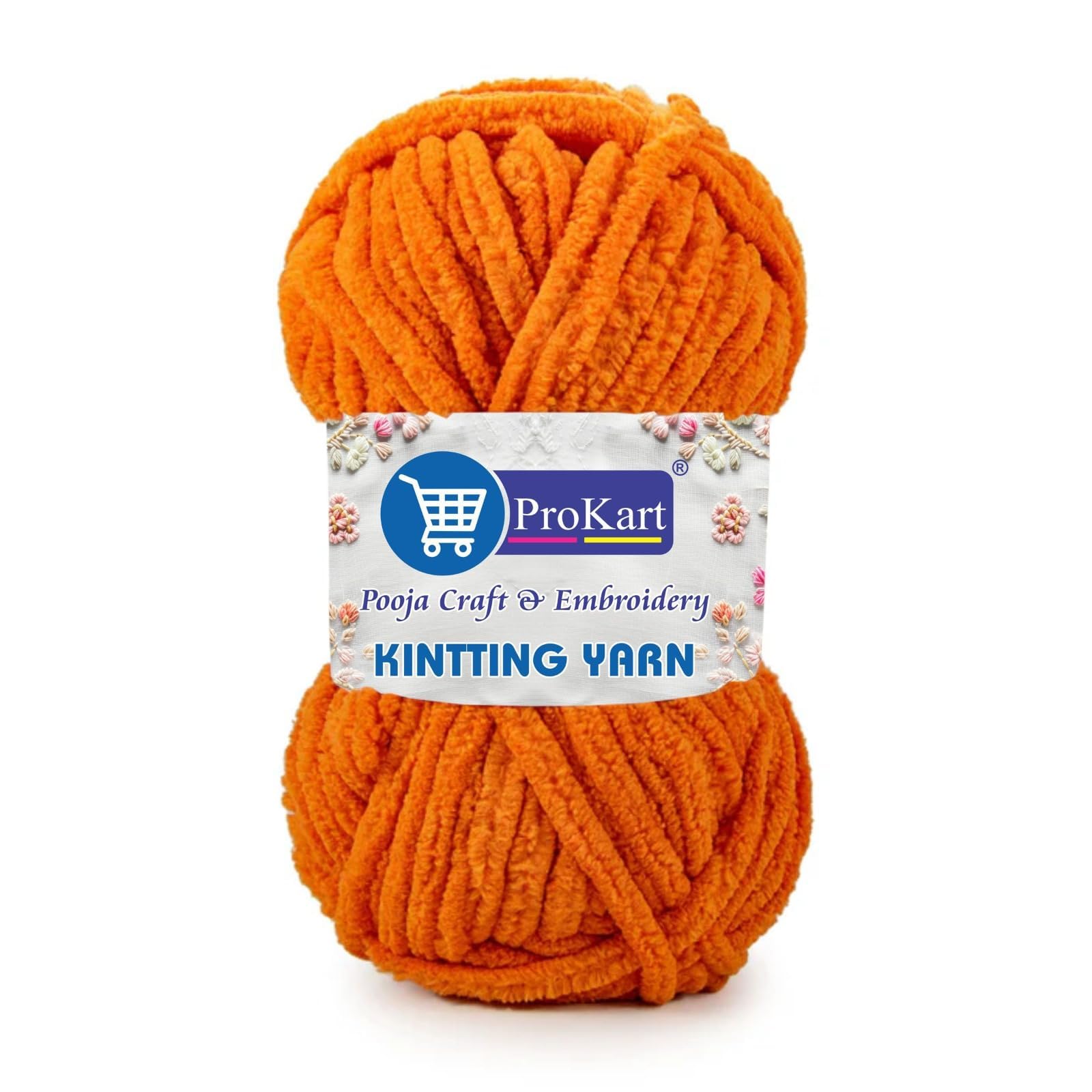 ProKart Premium Blankie Wool, Plush & Cuddly, Chenille Yarn Supersoft Hand Knitting Wool Ball | Blanket Thick/Mottu Yarn Ball Suitable for Hand Knitting and Crocheting (Bright Orange, 100gms x 1 Pack)