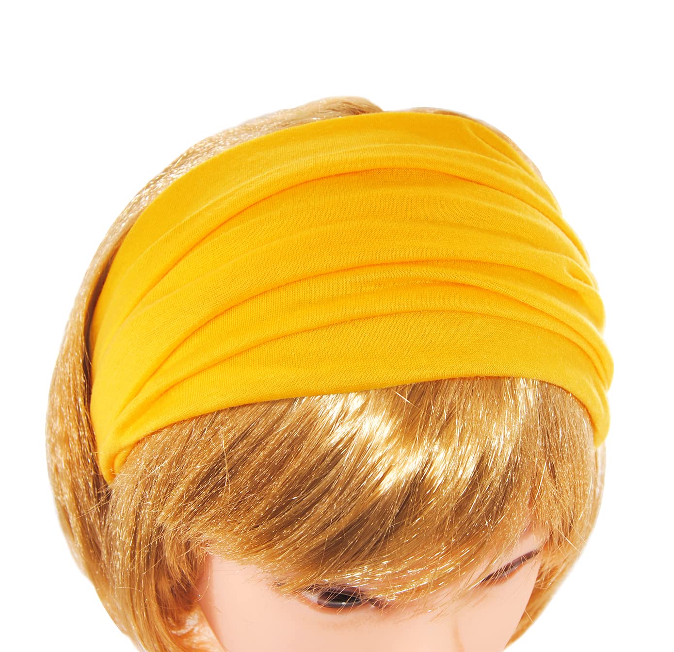 axy Hair Band Yoga Headband Hairband Beautiful Women's Hair Accessories Sports Headbands HB4 (Lemon Yellow, Extra Wide) - Image 3