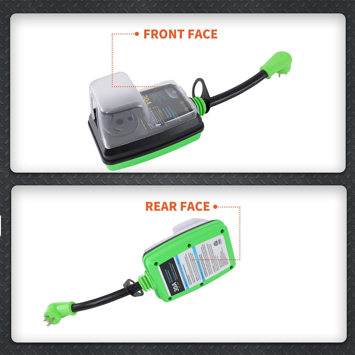 labwork 15 Amp to 30 Amp 110 Volt RV Adapter with Surge Protector 5000J 5-15P Male to TT-30R RV Adapter Plug RV Circuit Analyzer Voltage Protector with Cover for Camper Travel Trailer Green