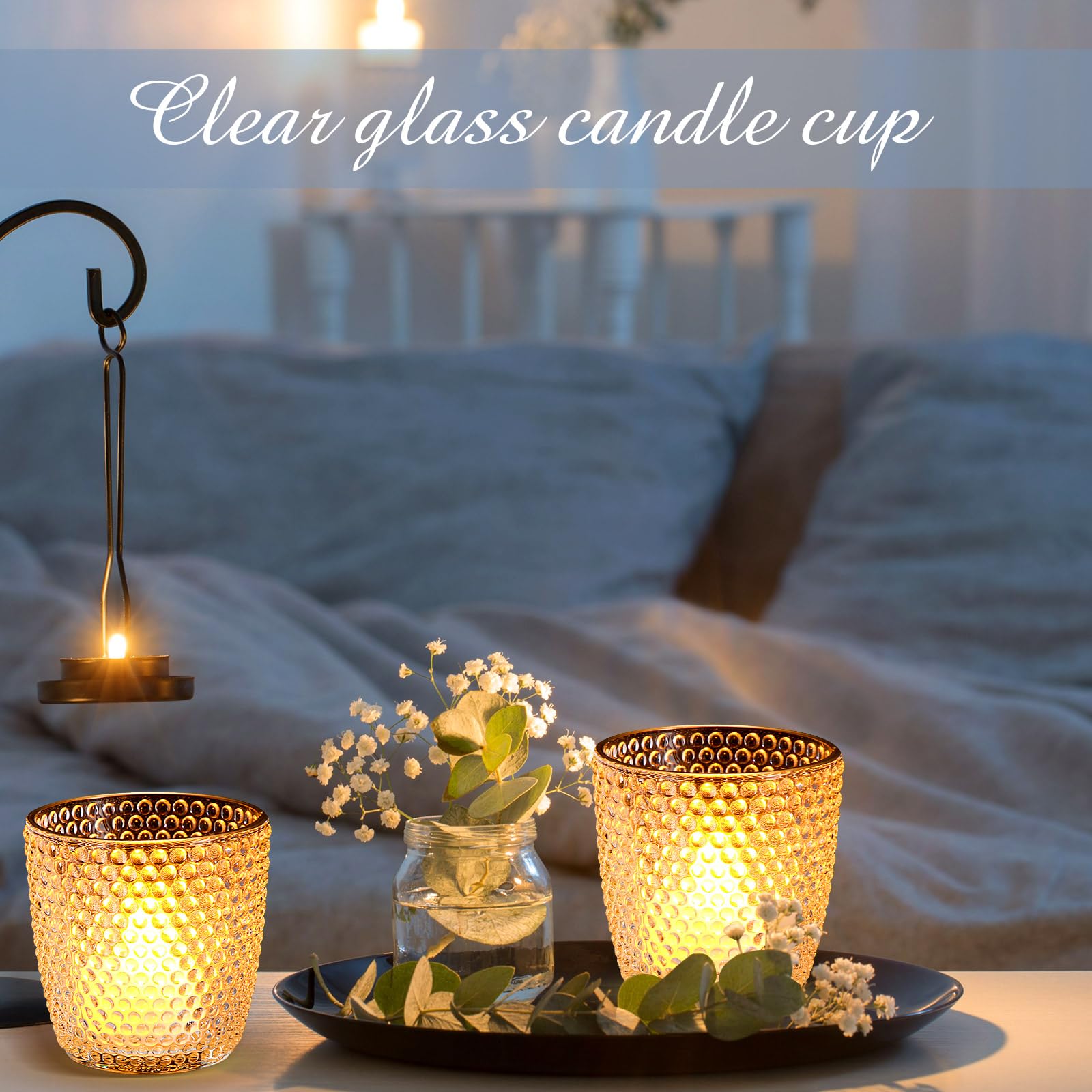 Umigy 50 Pcs Clear Gold Rim Votive Candle Holders Glass Tealight Candle ...