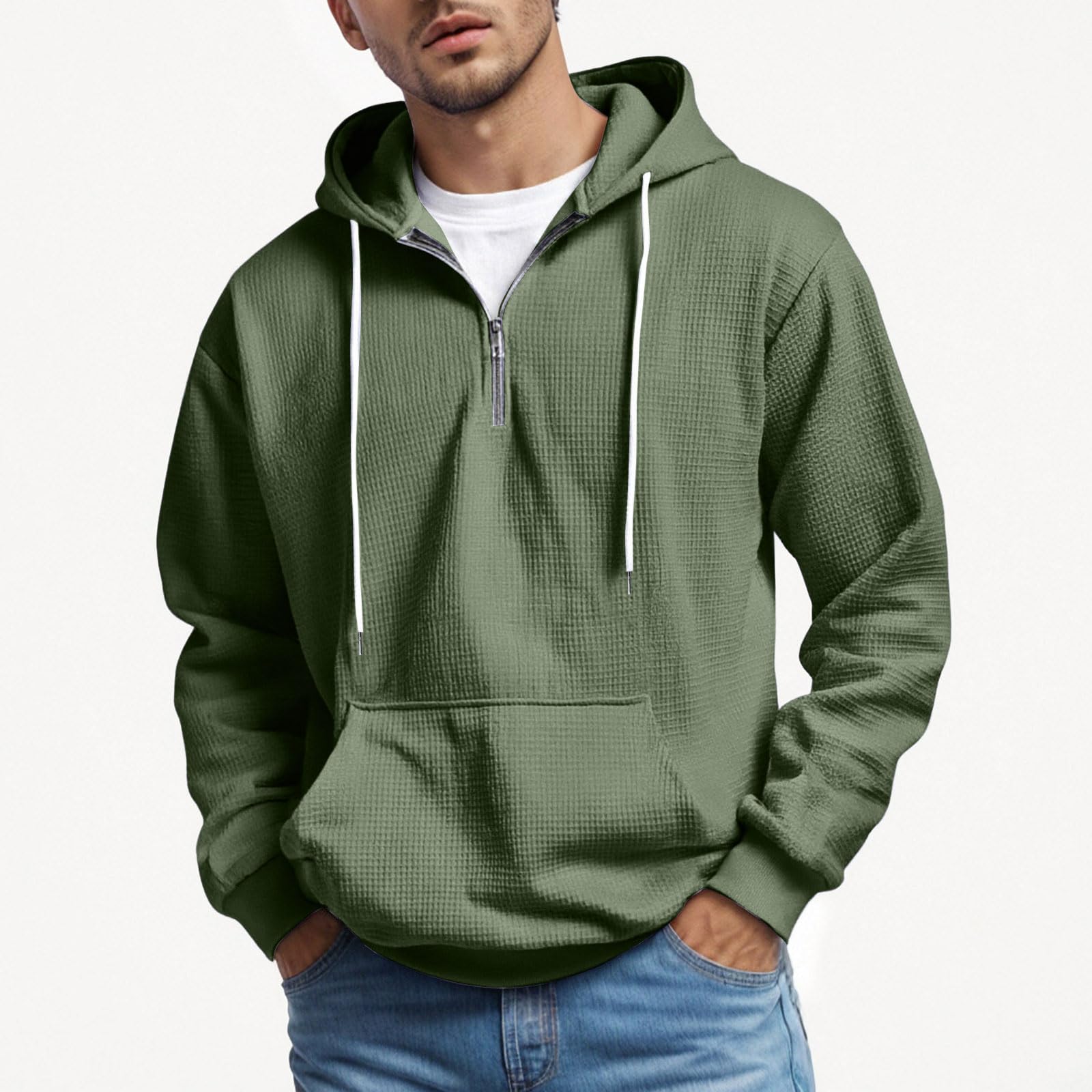 Genérico Hoodie Hombre Sudadera con Capucha Hombre Pullover Sin Cremallera​ Sudadera con Bolsillos Ligera Transpirable Cómodo Tejido Grueso para Estar En Casa Regalo