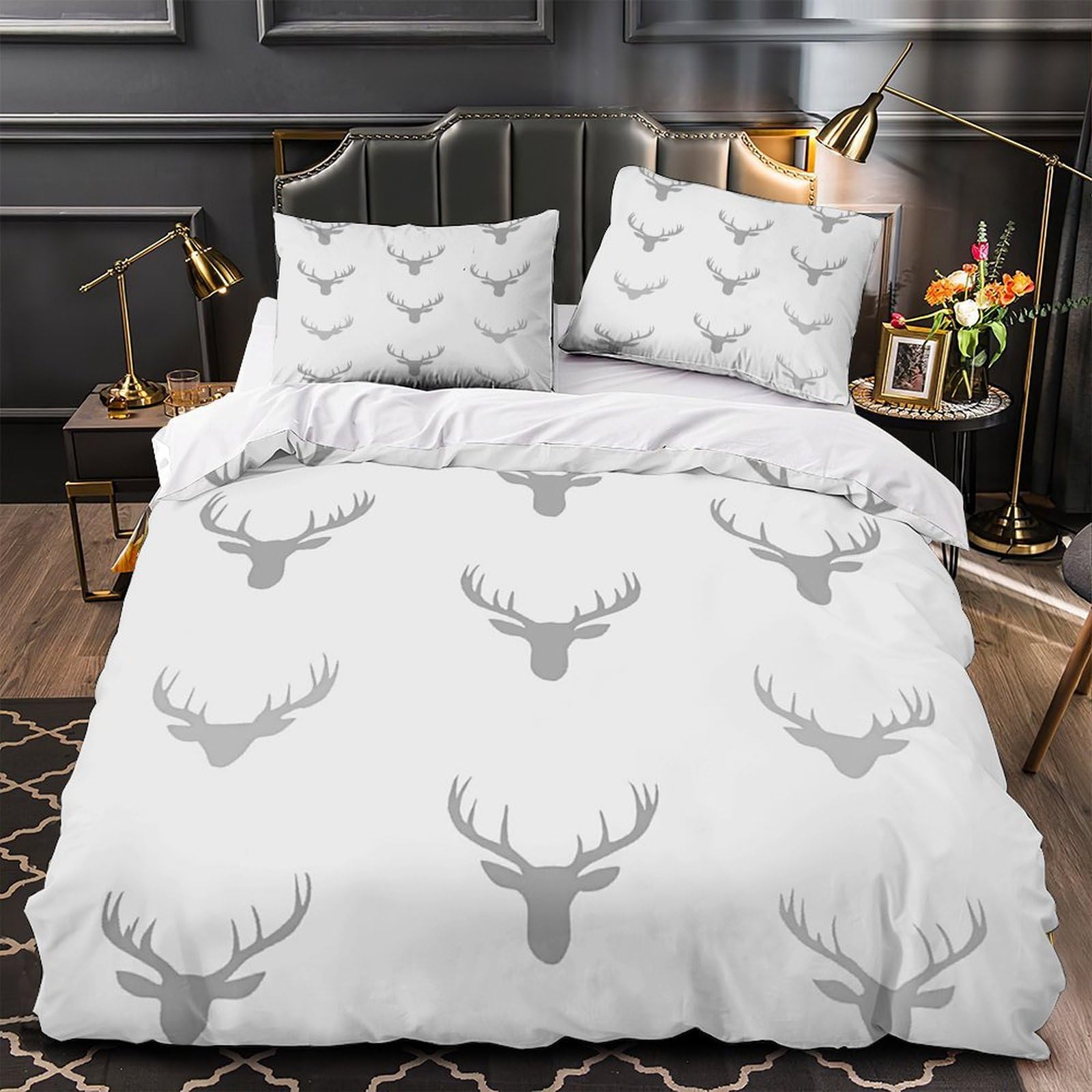 Housse de couette cerf en microfibre 140x200 cm douce avec parure de lit