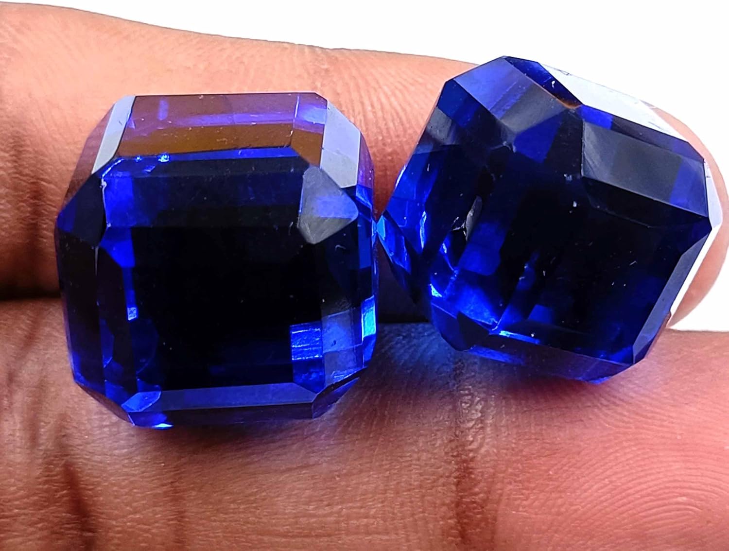 Globalgems Blue Sapphire Cube Stone Pair (Each Piece 33.00 Carat) Certified Loose Gemstone from Sri Lanka Sapphire Stone
