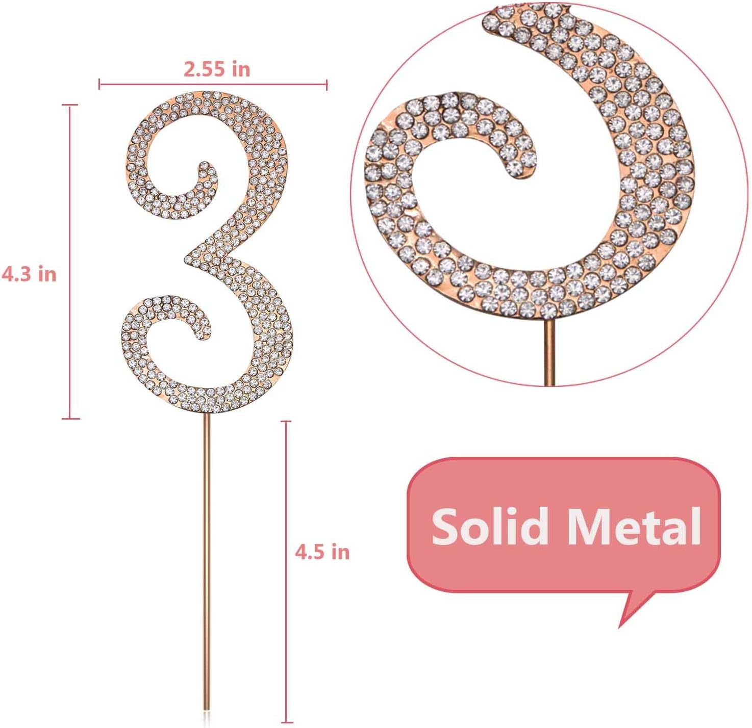MAGJUCHE Gold 33" Crystal Cake Topper, Number 33 Rhinestones 33rd Birthday Cake Topper, Men or Women Birthday or 33th Anniversary Party Decoration Supply