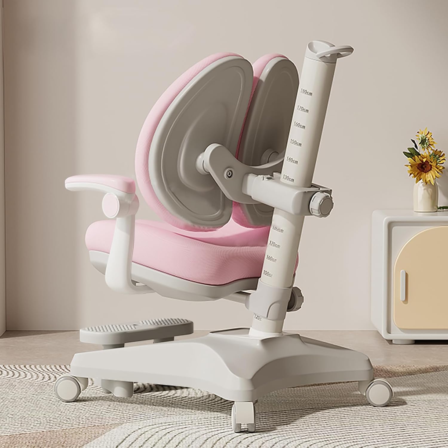 JSLJDM Kids Desk Chair, Adjustable Height & Seat Depth Study Chair with Wheels, Ergonomic Student Study with Adaptive Backrest, for Boys & Girls Blue 54x61x81-96cm