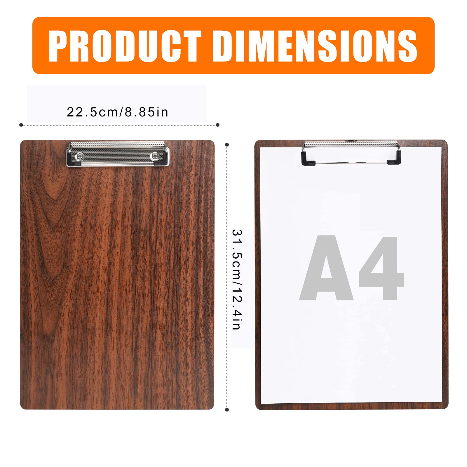 A4 Portapapeles de Madera con Pinza,5 Piezas Portapapele con Agujero Colgante,Clipboards Tablero de Escritura