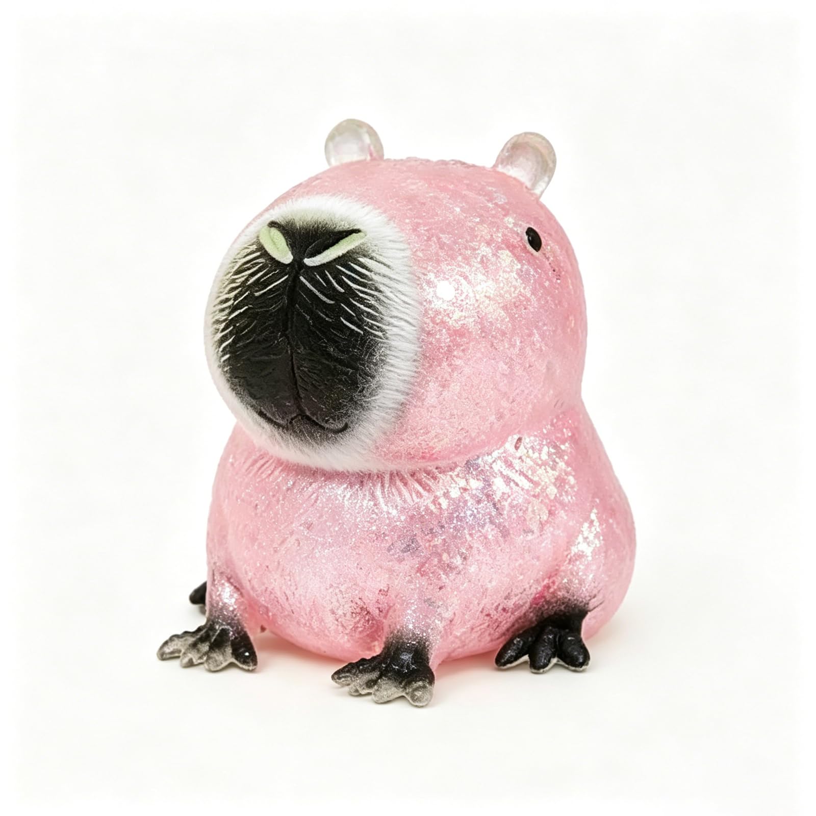 Glitter Capybara Squishy Fidget Squeeze Toys, Sensory Stress Relief Toys for Concentration & Anxiety Relief, Cute Pink Animal Ornament Squeeze Toys for Boys Girls Adult Birthday Party Favors