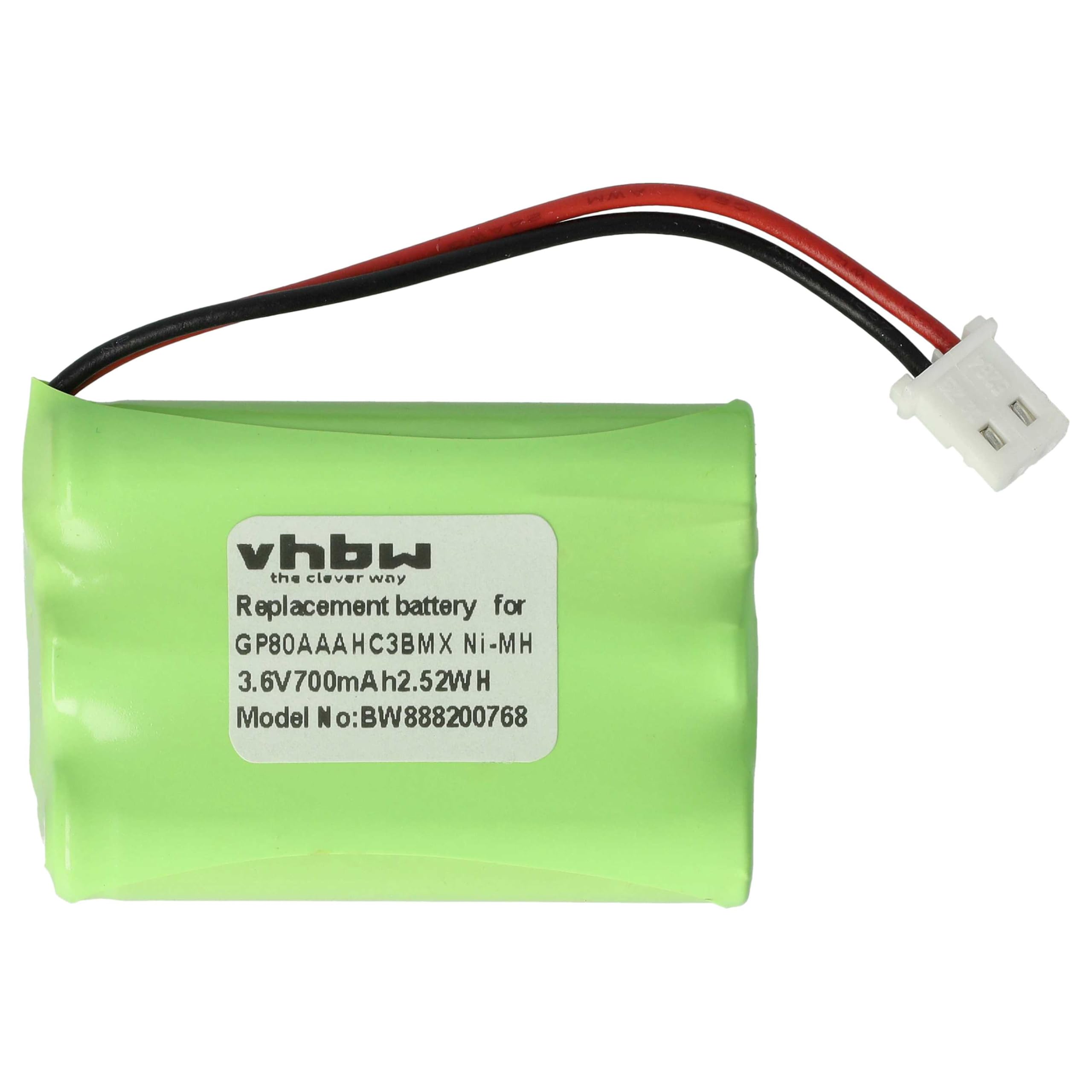 vhbw Batterie Remplacement pour Motorola HRMR03, GP80AAAHC3BMX pour Moniteur bébé, babyphone (700mAh, 3,6V, NiMH)