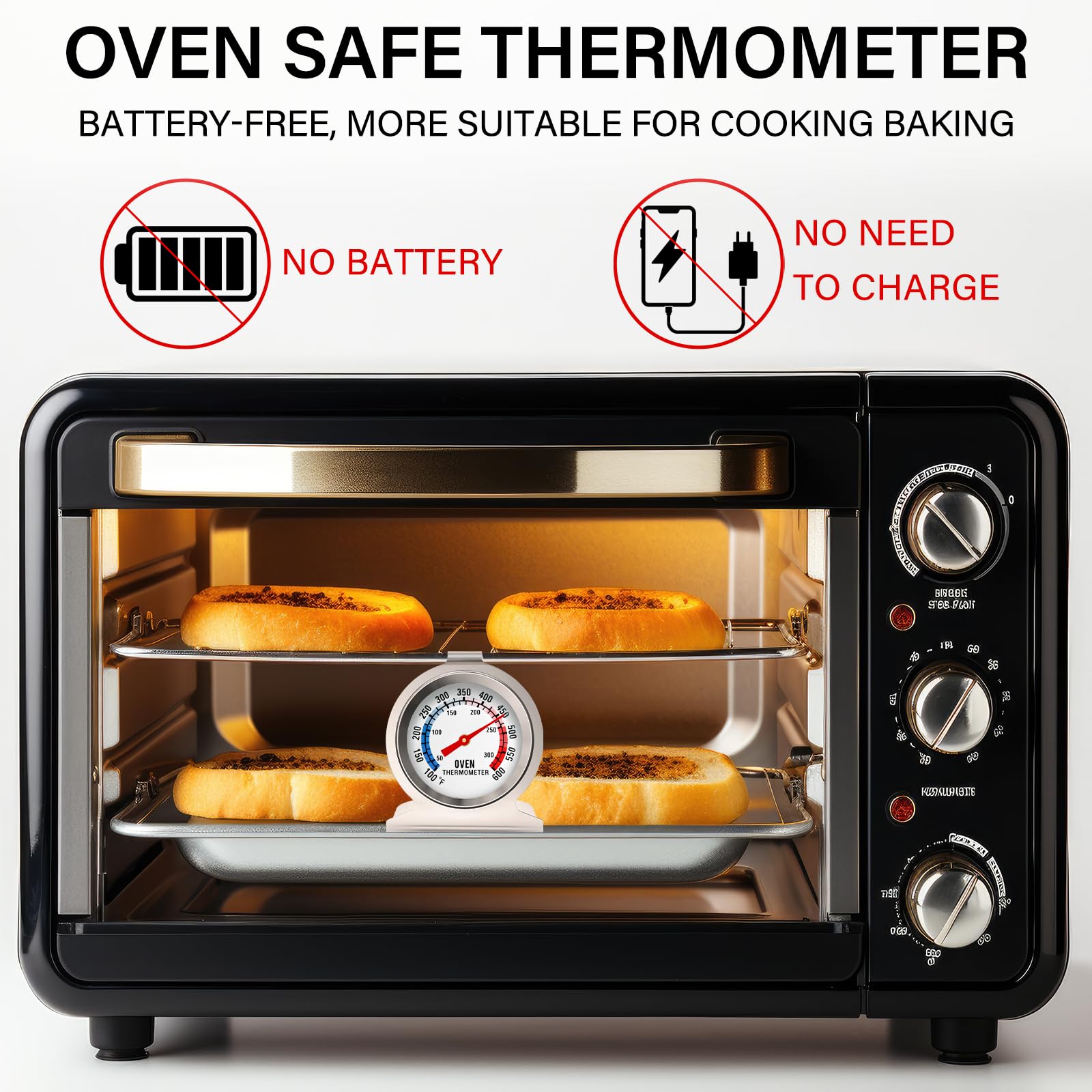 Ofenthermometer, 50–300 °C, sofortiges Ablesen, Edelstahl, Küchenthermometer, Ofentemperaturanzeige für Grill, Backen, Grill, Smoker, 10 Stück