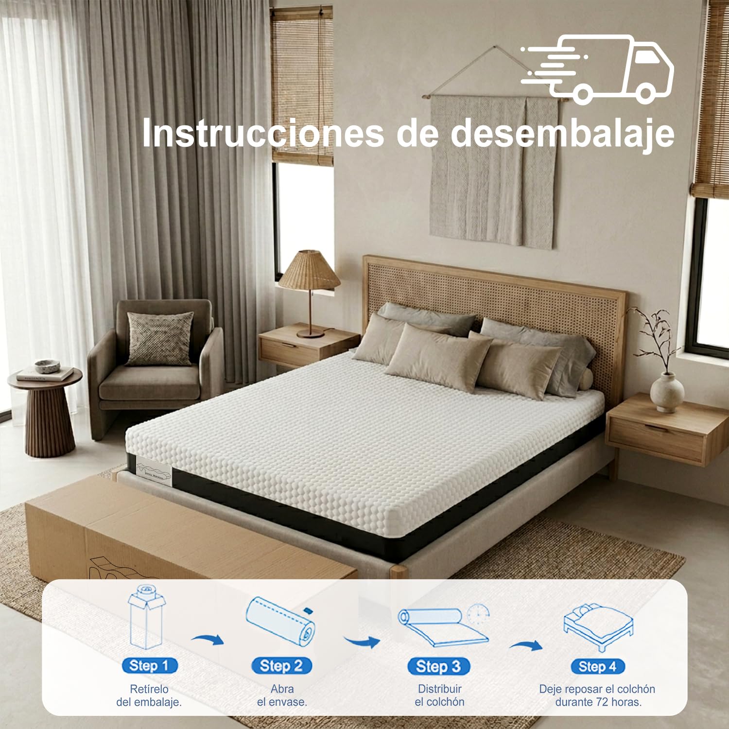 Materasso 140x200 cm in schiuma fredda, altezza 26 cm, rigidità H3, 7 zone di supporto per il corpo, sfoderabile, perfetto per camere da letto familiari (140x200x26cm)