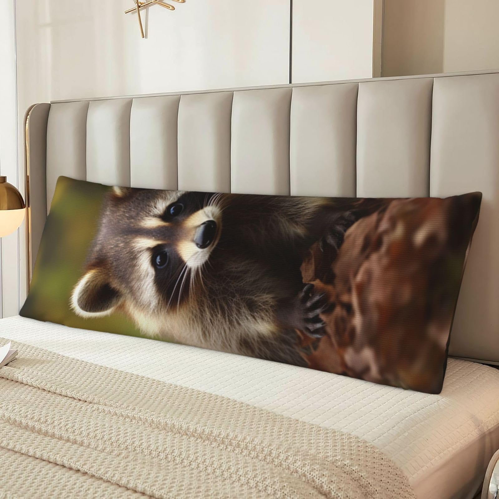 Raccoon Body Pillow Case Cover, Microfiber Long Pillow Cases, Ultra Soft and Cozy Plush Body Pillowcase Decorative Long Bed Pillow Cover for Sleeping 20x54 Inches