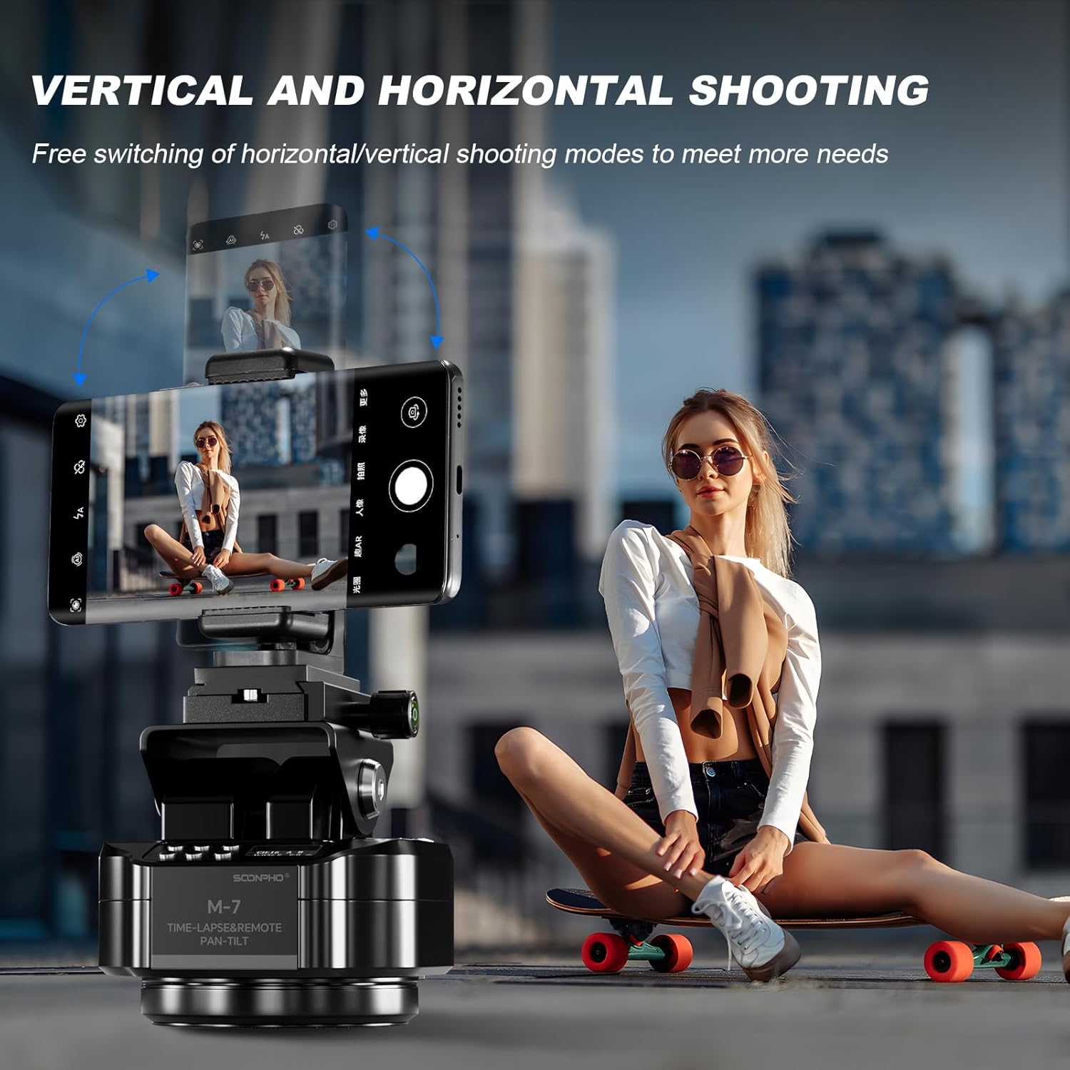 Soonpho M7 Motorized Rotating Panoramic Tripod Head for Time Lapse Remote Control 360° Pan Tilt Head for DSLR Cameras, Camcorders, Tripod