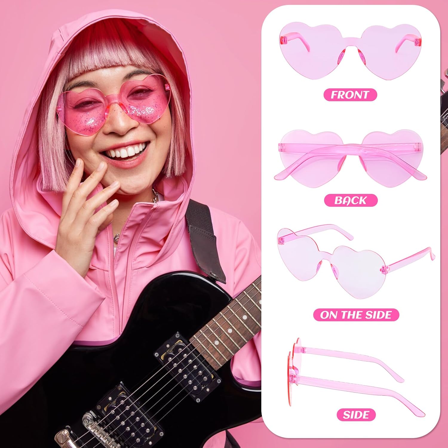 24 Pack Valentine's Day Glasses,Heart Shape Sunglasses,Heart Shape Pink Glasses for Valentine,Prop,Wedding Decor,Party Favors Accessory - Image 4