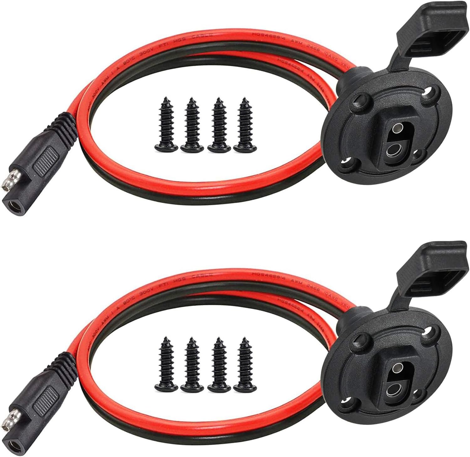 14AWG SAE Power Socket, Weatherproof Socket Sidewall Port,Quick Disconnect Wire Automotive Panel Extension Cable for Solar Generator Battery Charger.(30CM 2Pack)