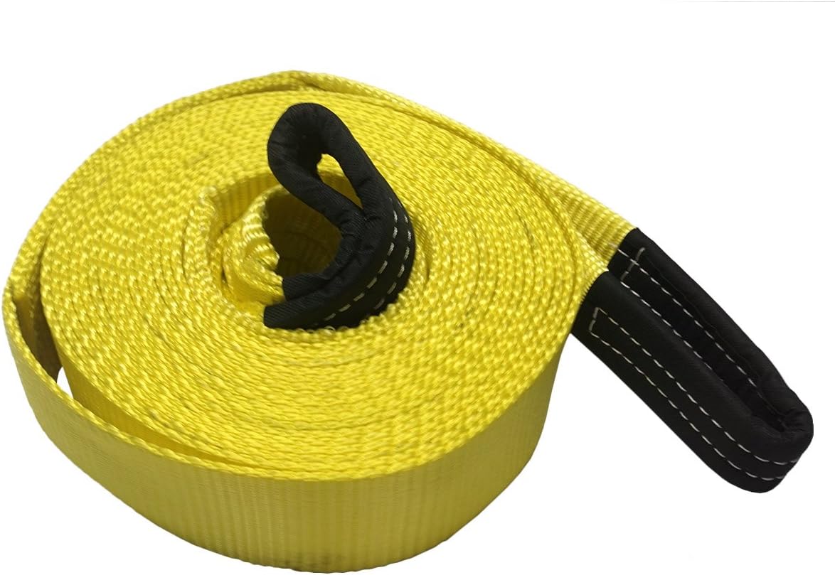 3" X 33' Heavy Duty Recovery Tow Straps, 20000 Lb Capacity,Recover Vehicle Stuck in Mud/Snow Winch Snatch Strap-Protective Loops,Extra Long 33' Safe Distance Tow Strap