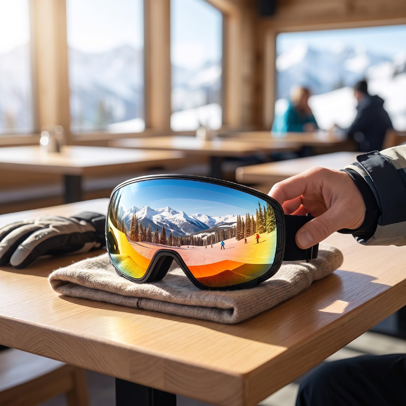 Lunettes de Ski Magnétiques, Masque de Snowboard Anti Buée for | Écran Coupe-vent Double Couche, Anti-rayures, Bande Silicone OTG Antiglisse
