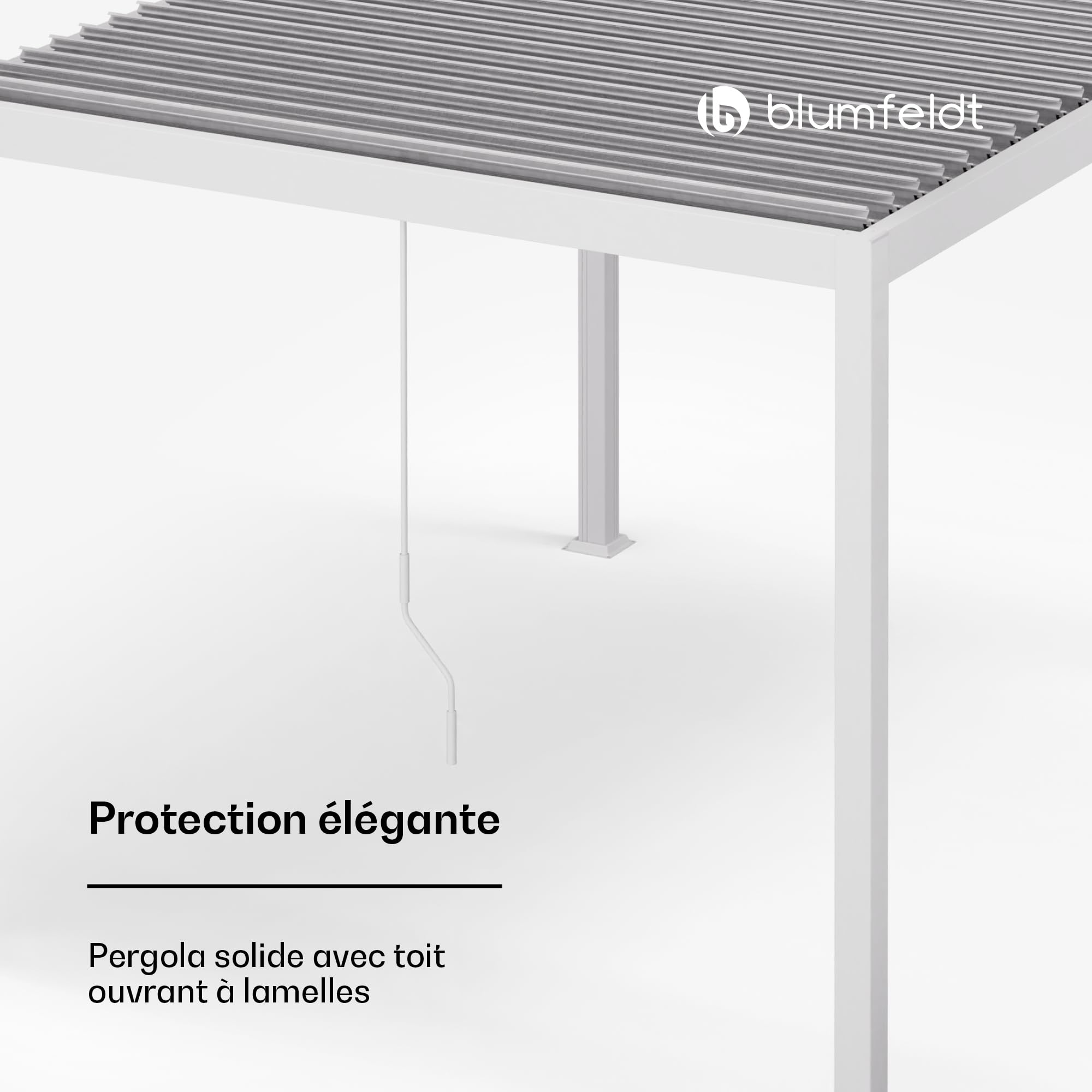 Blumfeldt Tonnelle de Jardin 3x4m, Pergola Bioclimatique avec Toit à Lamelles Réglable, Cadre en Aluminium, Résistant aux Intempéries, Blanc, Facile à Assembler