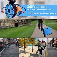 Vista 234 de FELICON SELORSS - Carrito plegable portátil con ruedas para subir escaleras y ruedas giratorias de 360°, mango telescópico, caja de plástico