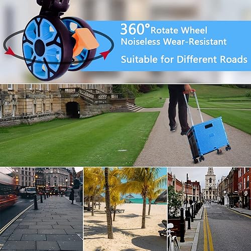 Miniatura 234 de FELICON SELORSS - Carrito plegable portátil con ruedas para subir escaleras y ruedas giratorias de 360°, mango telescópico, caja de plástico