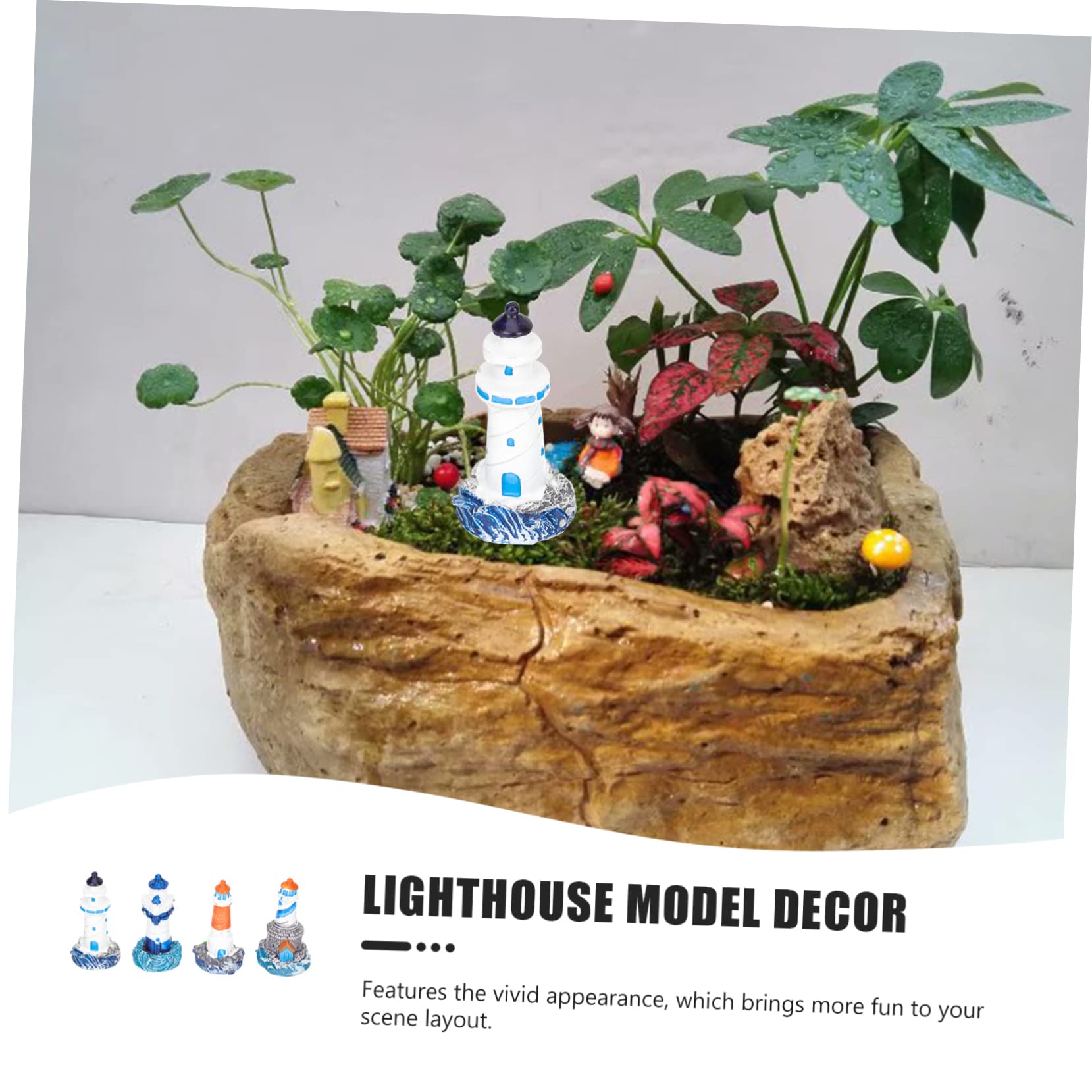 Yardwe 16 Piezas Faro Micro Paisaje Alfombra De Cocina Acolchada Decoración del Acuario del Faro Estatuillas Náuticas En Miniatura Puente De Jardín Mini Jardín Escritorio Marioneta Resina